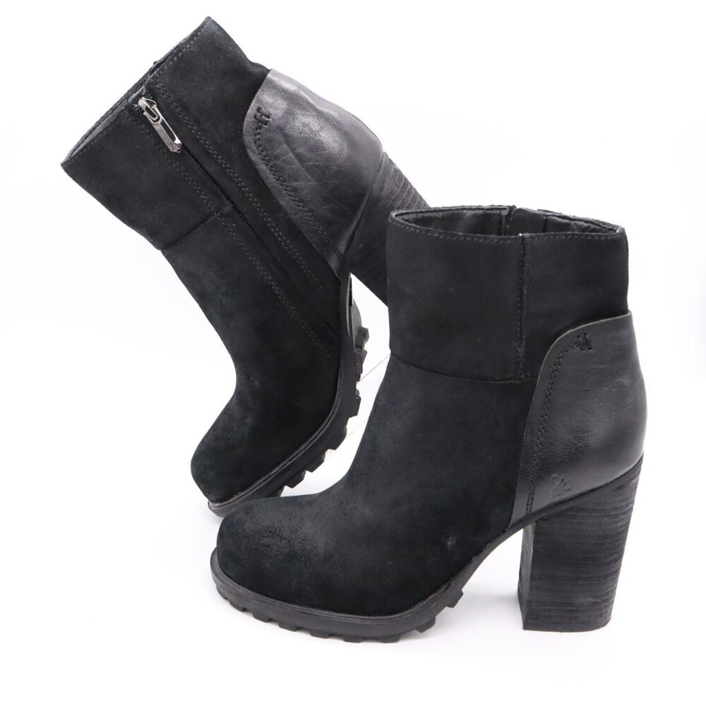Sam Edelman Franklin Womens Sz 8.5 Shoes Black Suede Zip Up Comfort Heeled Boots
